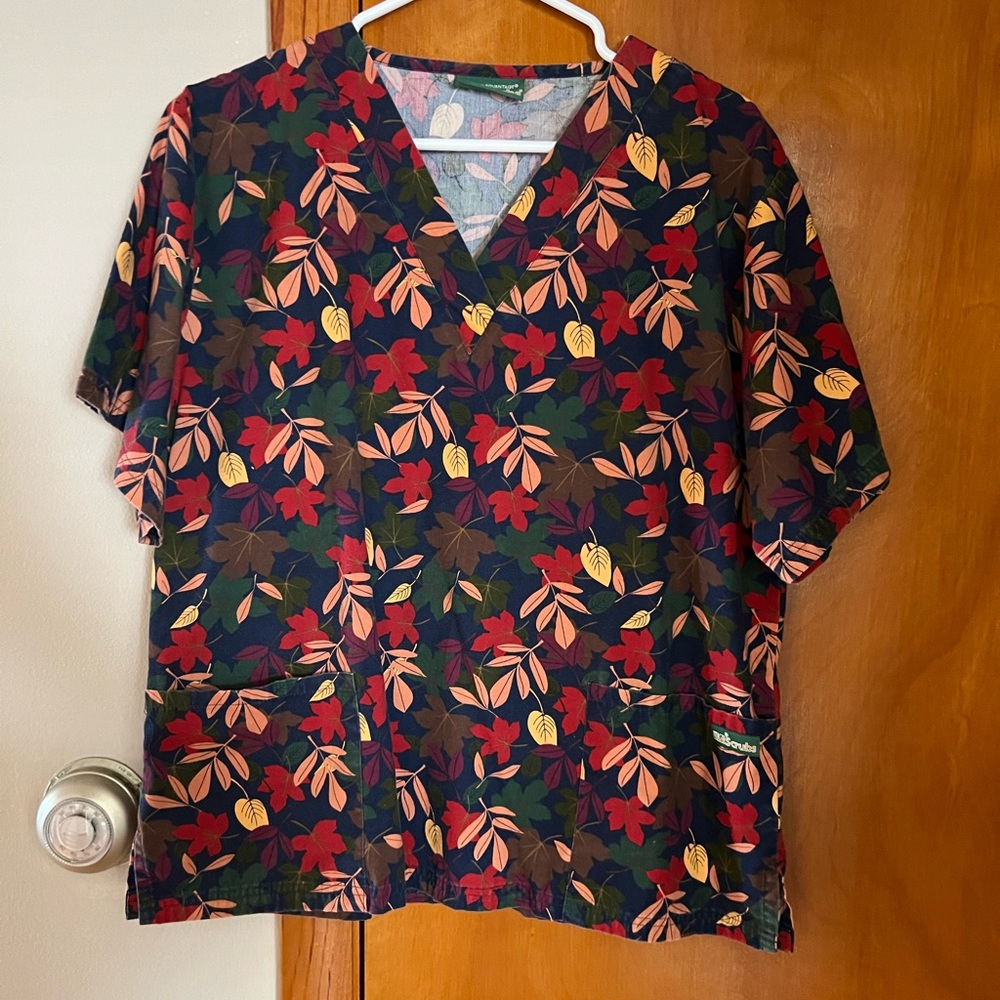 Fall leaves scrub top